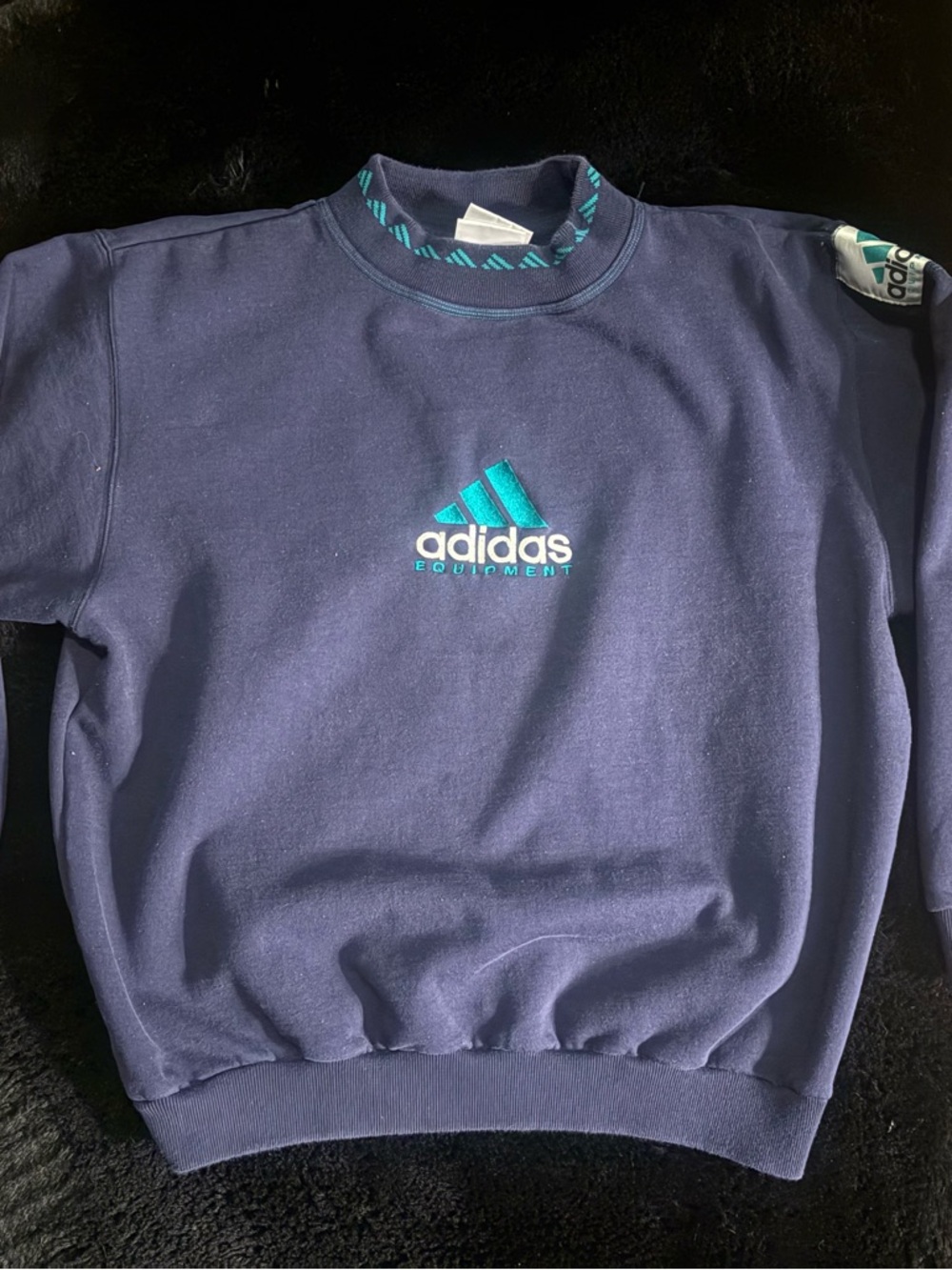 adidas Navy Crewneck Sweatshirt with Teal Logo